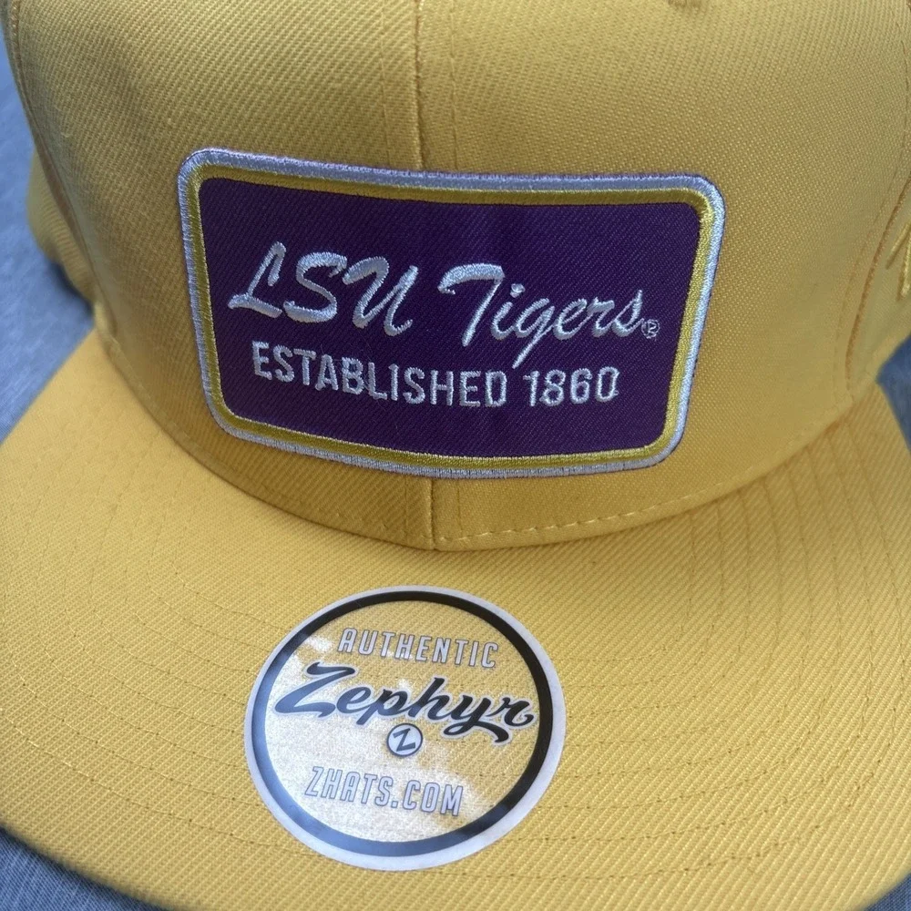 LSU Tigers Zephyr SnapBack Hat ZH NCAA Yellow With Purple Patch - One Size